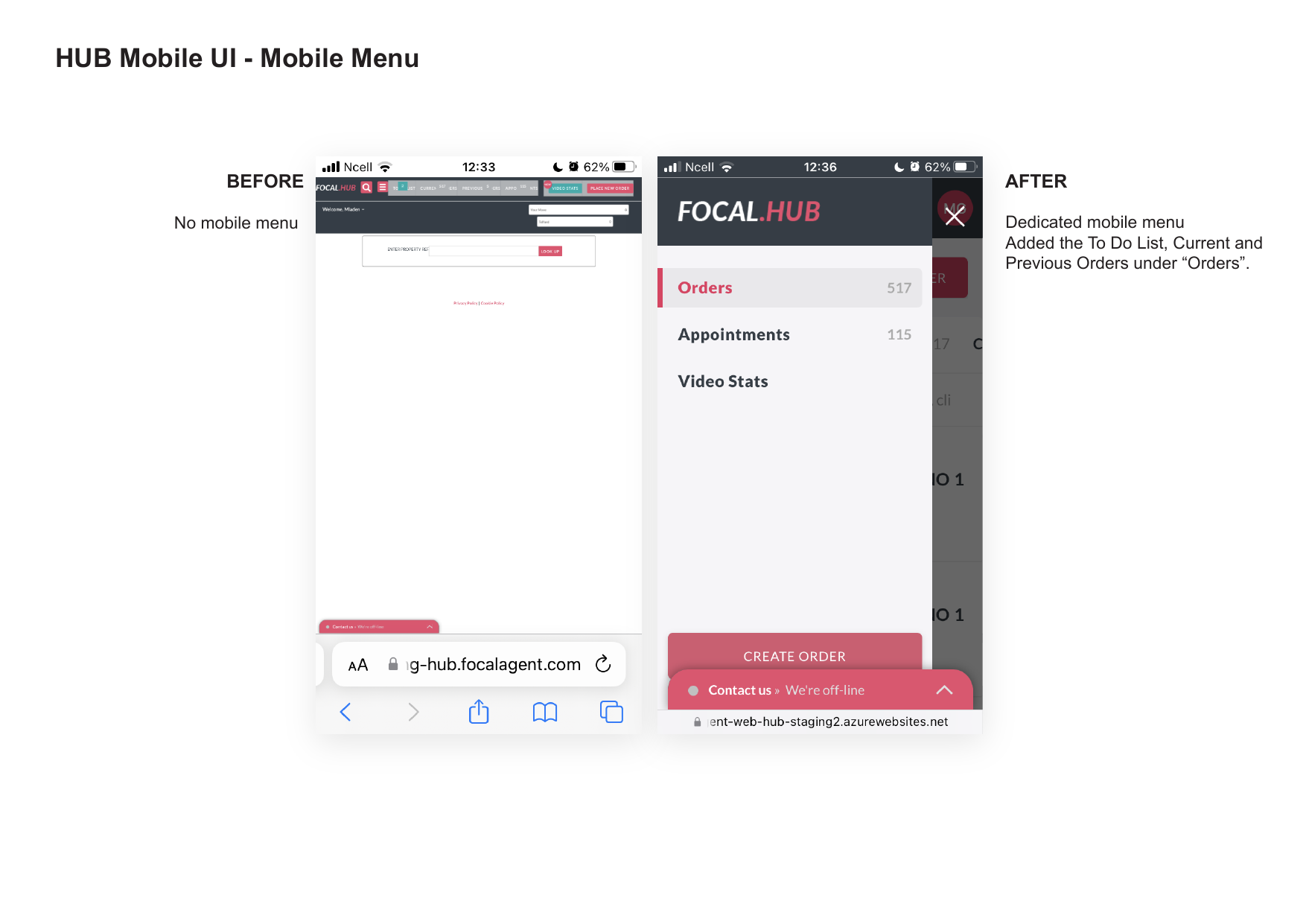 Before and After: Mobile menu and navigation