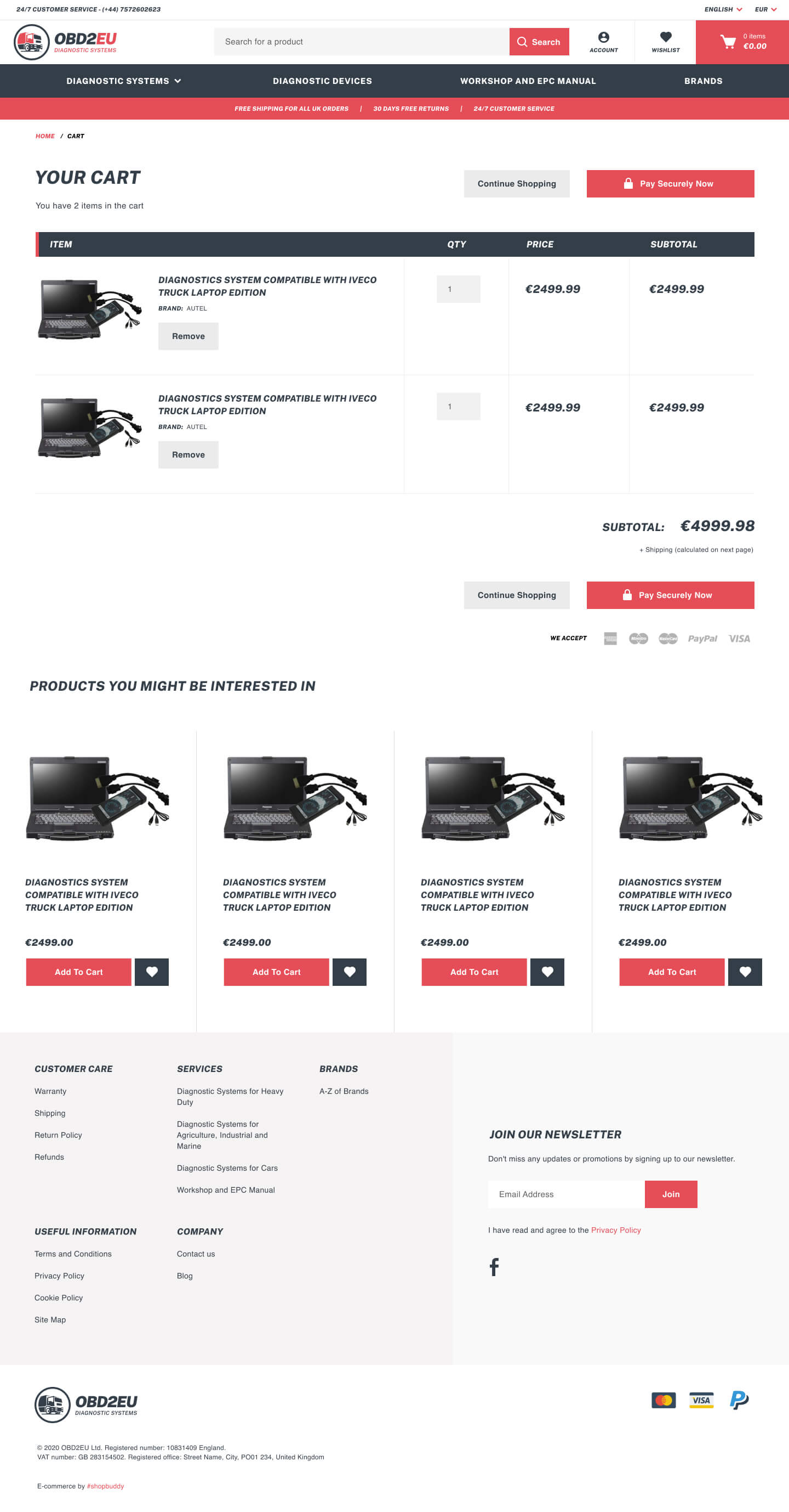 OBD2EU cart and checkout redesign