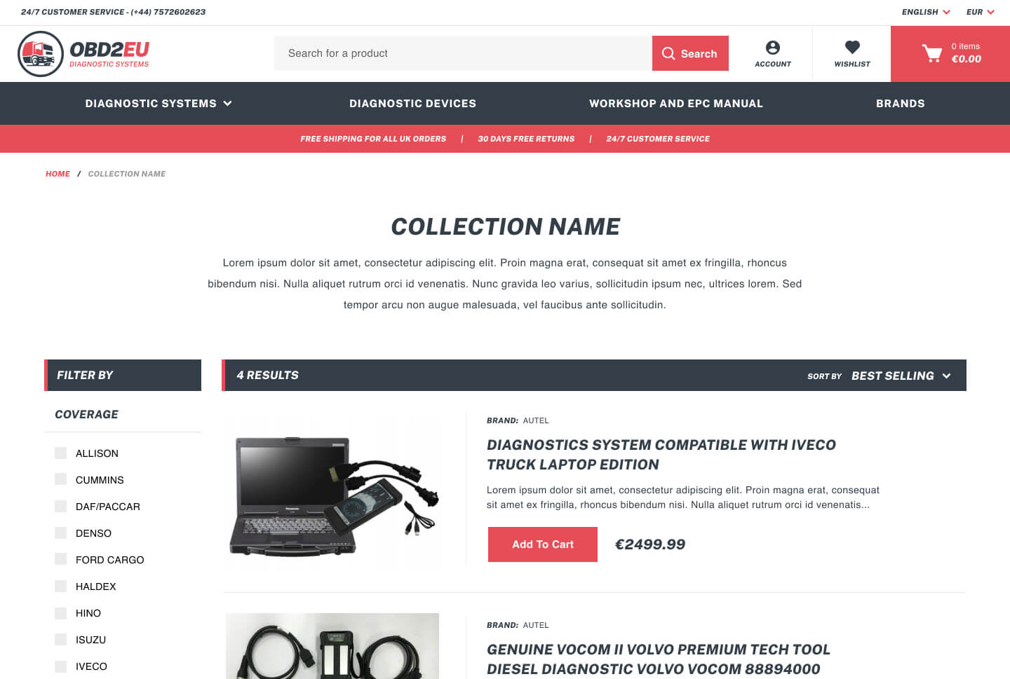 OBD2EU collection page redesign zoomed detail